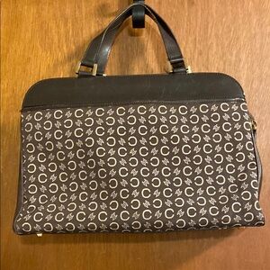 Celine Brown and Black Briefcase with Structured Design